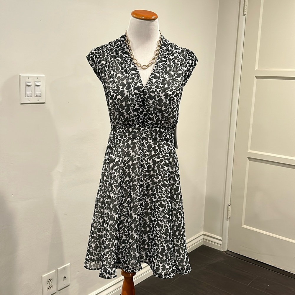 French Connection MIDI Dress Animal Print Size 12 NWT